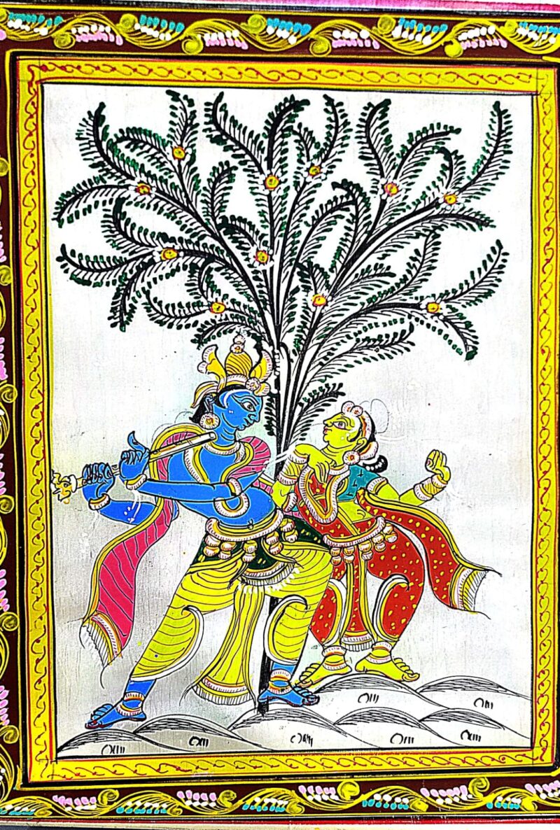 Eternal Melody: Radha and Krishna in Tashar Pattachitra - Image 4