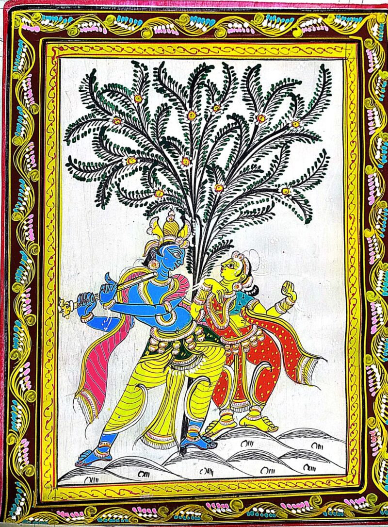 Eternal Melody: Radha and Krishna in Tashar Pattachitra - Image 3