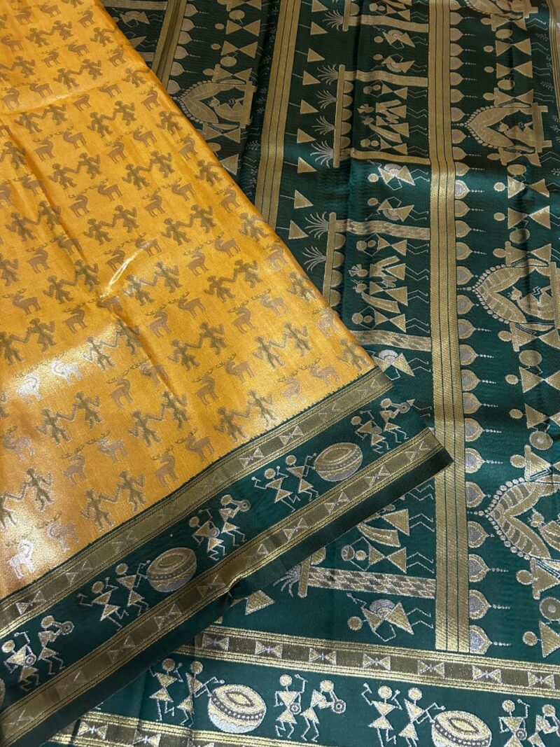 Timeless Radiance – Bangalore Tissue Silk Saree with Contrast Blouse Piece