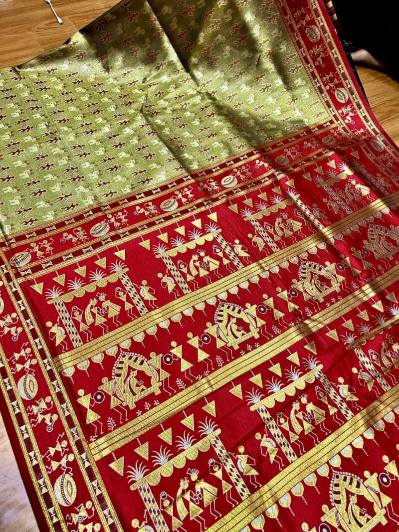 Timeless Radiance – Bangalore Tissue Silk Saree with Contrast Blouse Piece - Image 3