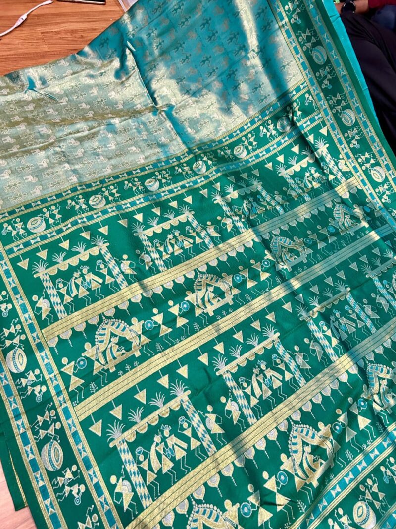 Timeless Radiance – Bangalore Tissue Silk Saree with Contrast Blouse Piece