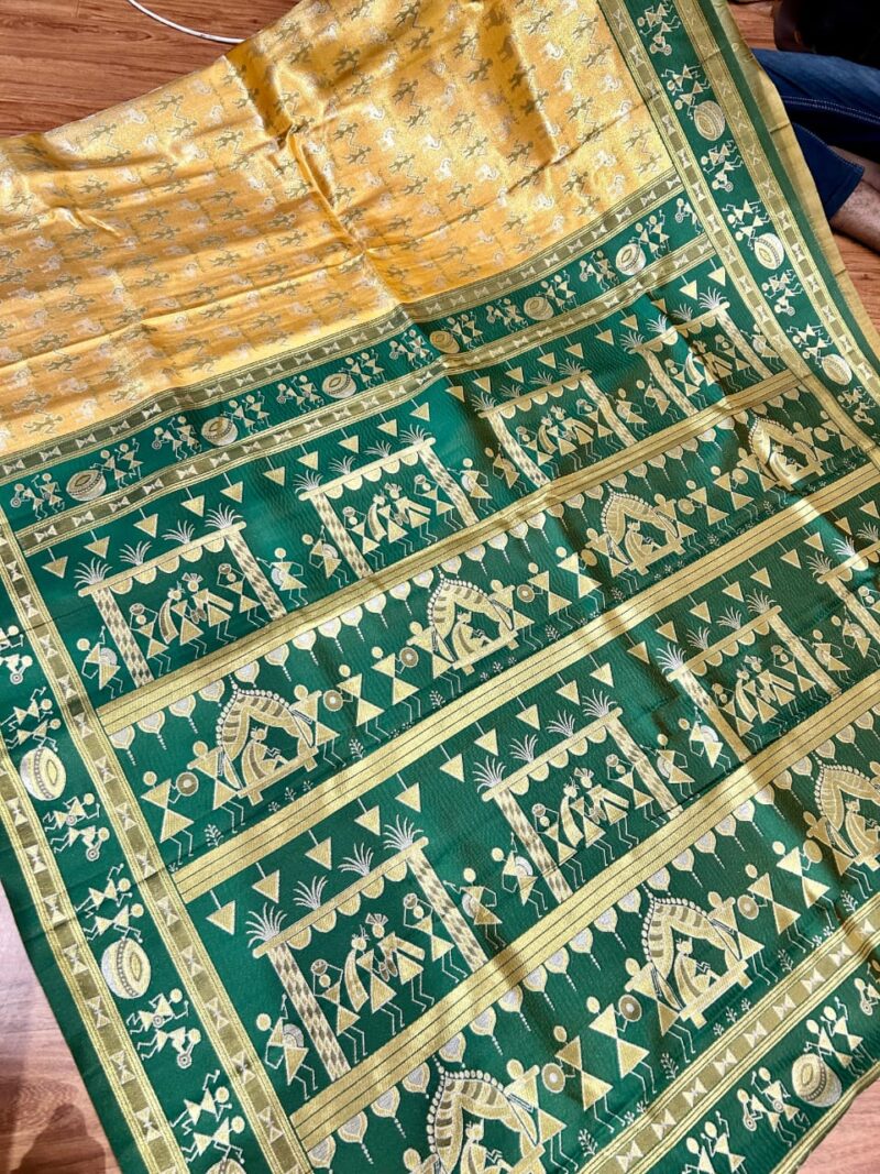 Timeless Radiance – Bangalore Tissue Silk Saree with Contrast Blouse Piece
