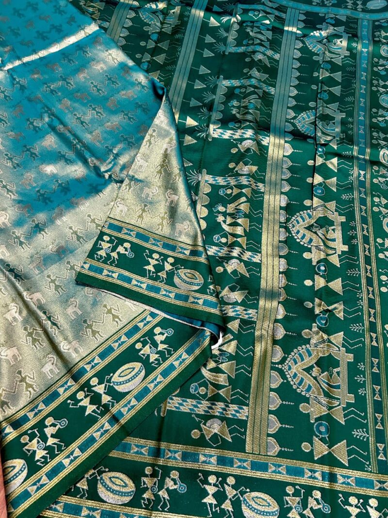 Timeless Radiance – Bangalore Tissue Silk Saree with Contrast Blouse Piece