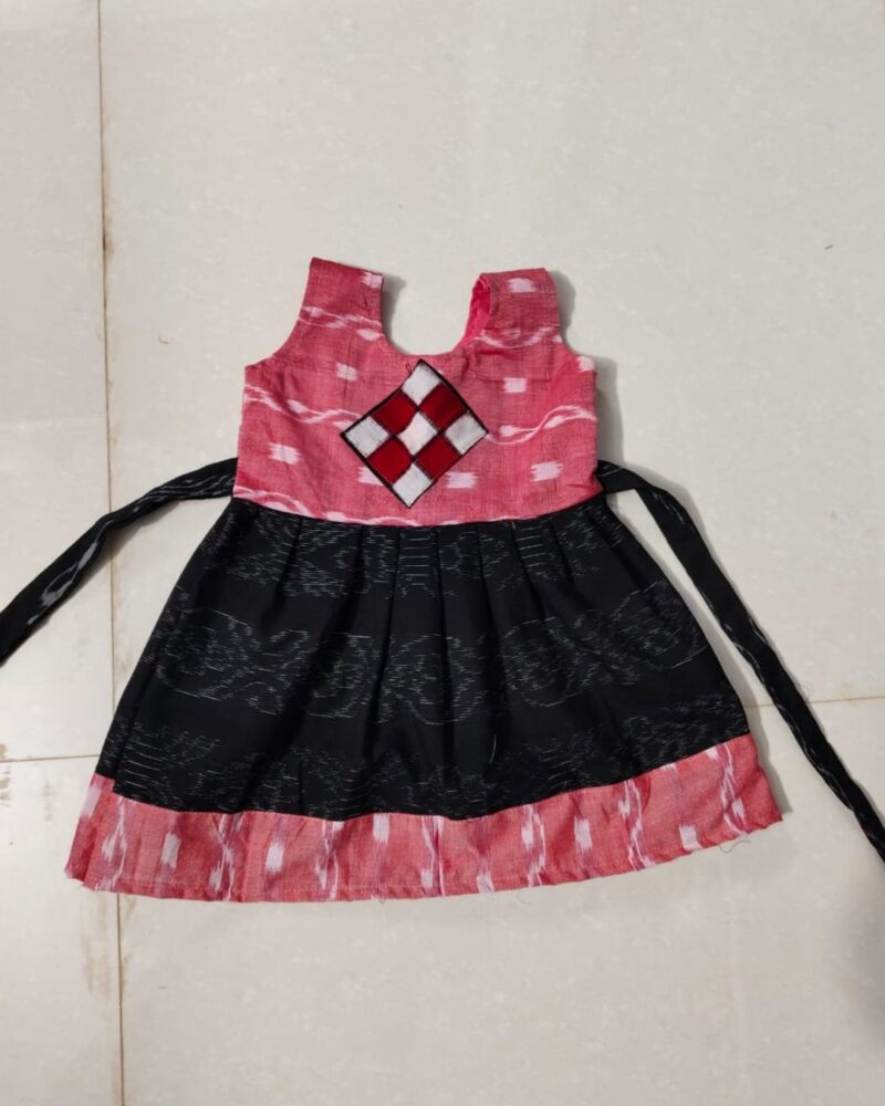Vibrant Elegance: Handblock Printed Sambalpuri Cotton Frock