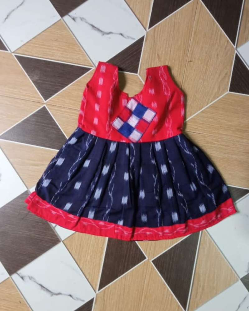 Grace in Tradition – Sambalpuri Print Frocks for Little Girls