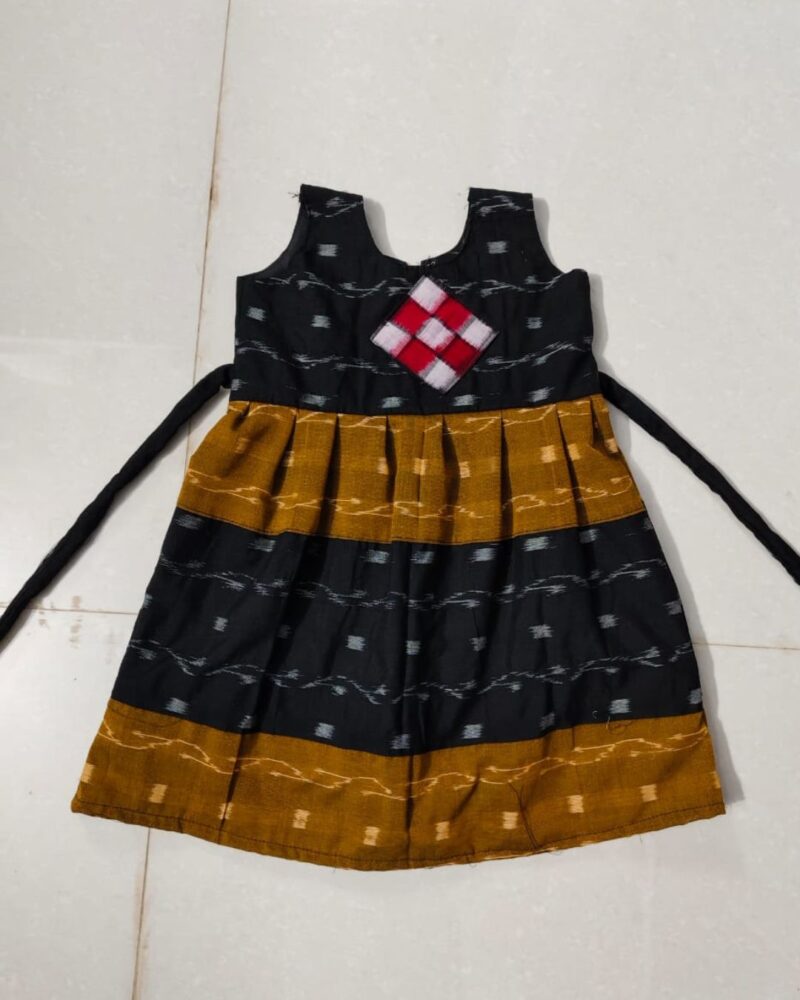 Vibrant Elegance: Handblock Printed Sambalpuri Cotton Frock