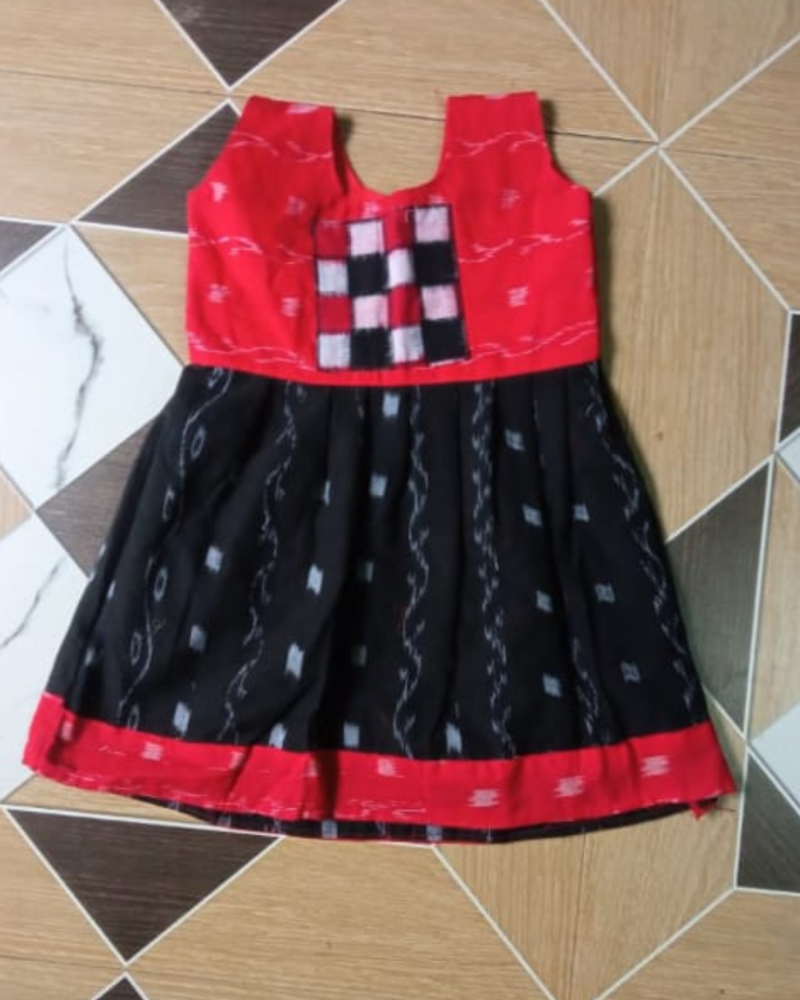 Tradition with a Twirl – Sambalpuri Print Frock for Girls