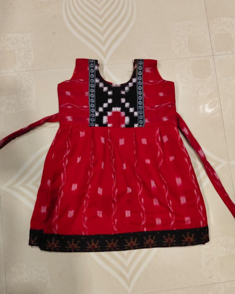 Vibrant Elegance: Handcrafted Sambalpuri Printed Frock for Kids
