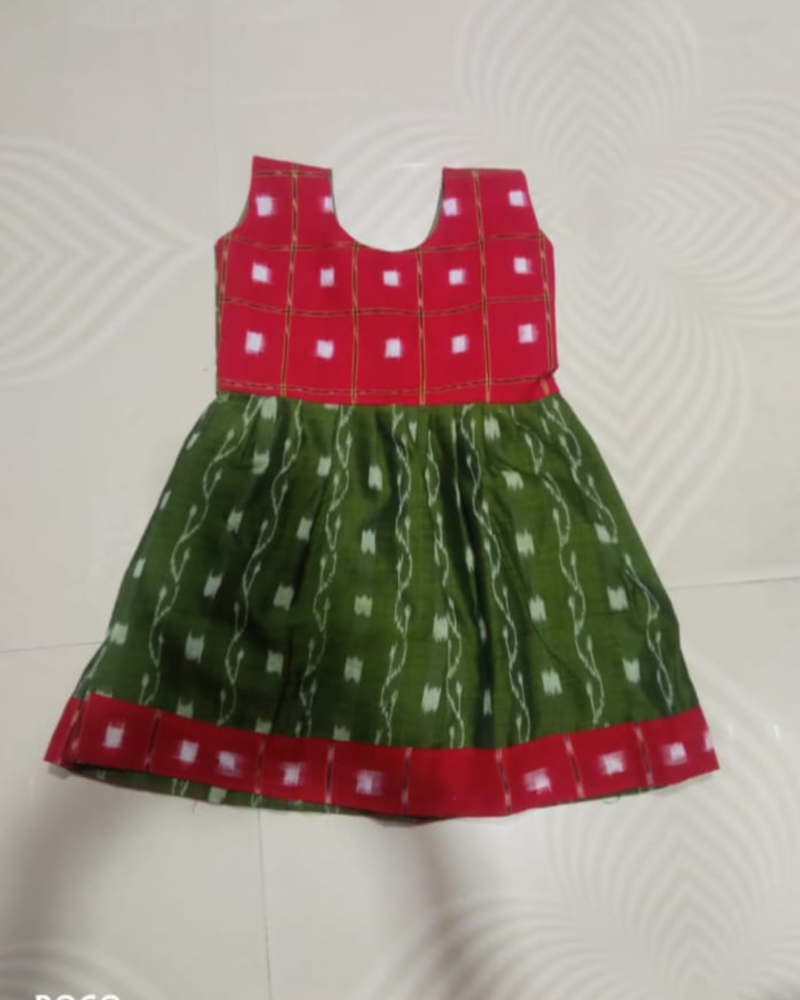 Charming Traditions – Sambalpuri Print Frock for Little Girls