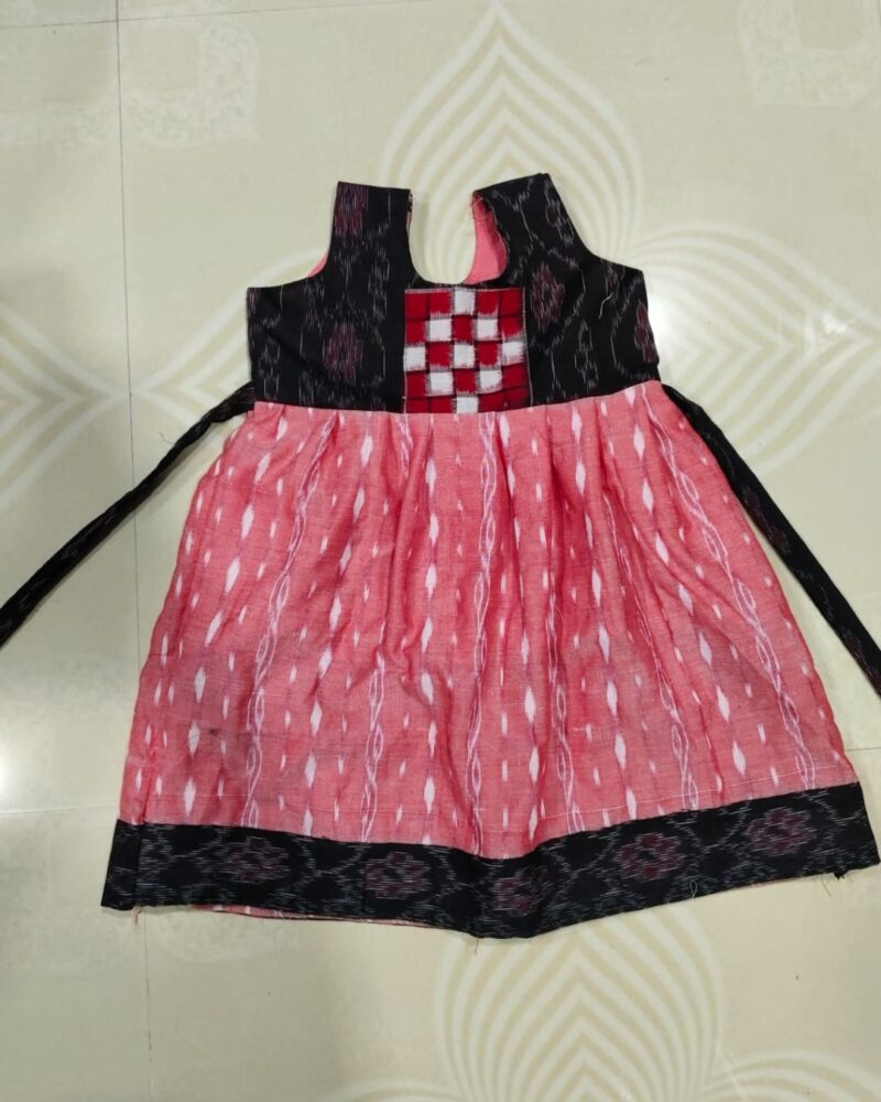 Vibrant Elegance: Handblock Printed Sambalpuri Cotton Frock