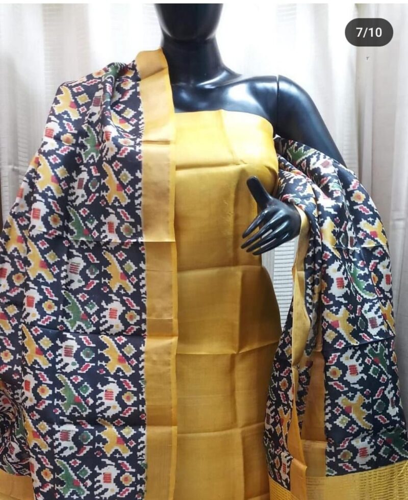 Elegant Heritage – Pure handloom tussar silk traditional Decent Suit Piece for Women