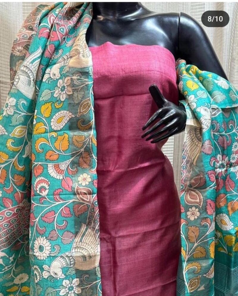 Elegant Heritage – Pure handloom tussar silk traditional Decent Suit Piece for Women