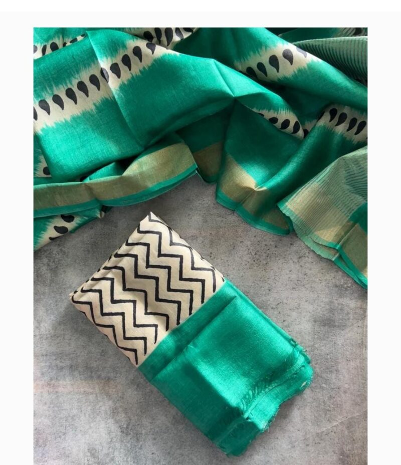Elegant Heritage – Pure handloom tussar silk traditional Decent Suit Piece for Women