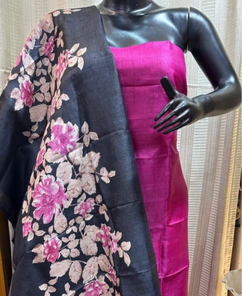 Elegant Heritage – Pure handloom tussar silk traditional Decent Suit Piece for Women