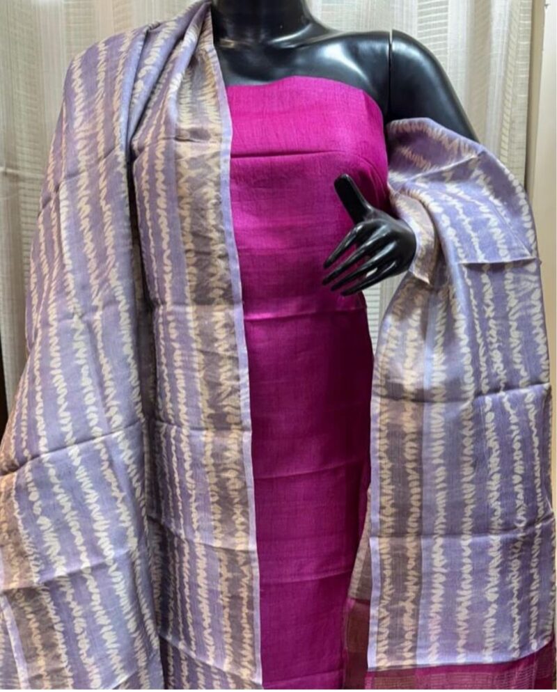 Elegant Heritage – Pure handloom tussar silk traditional Decent Suit Piece for Women