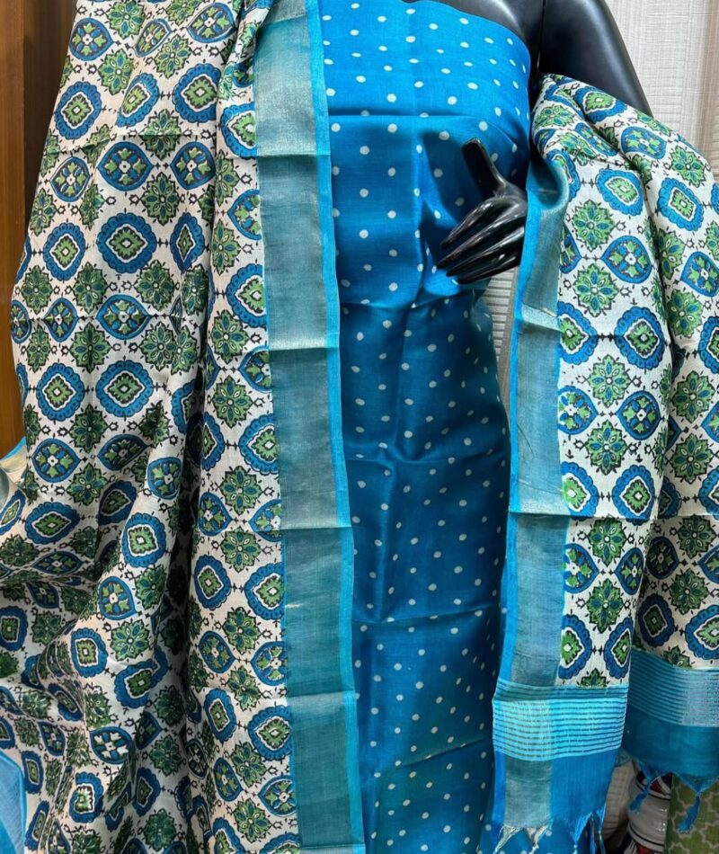 Elegant Heritage – Pure handloom tussar silk traditional Decent Suit Piece for Women