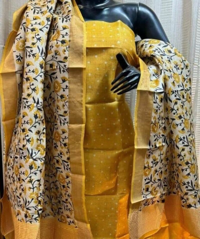 Elegant Heritage – Pure handloom tussar silk traditional Decent Suit Piece for Women