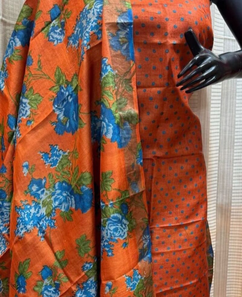 Elegant Heritage – Pure handloom tussar silk traditional Decent Suit Piece for Women