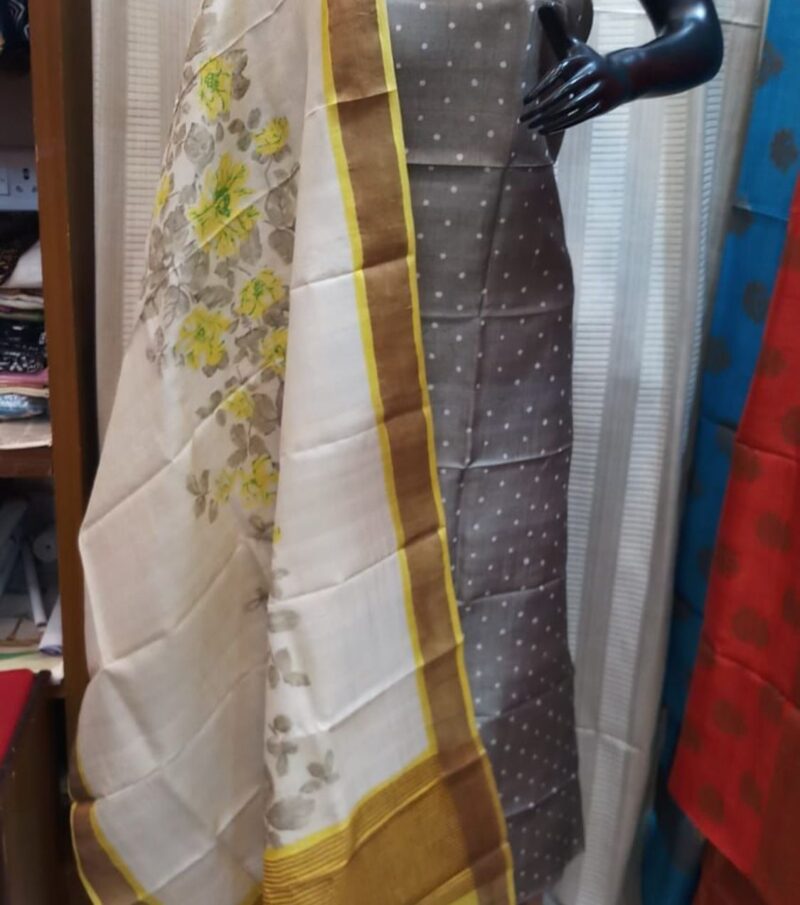 Elegant Heritage – Pure handloom tussar silk traditional Decent Suit Piece for Women