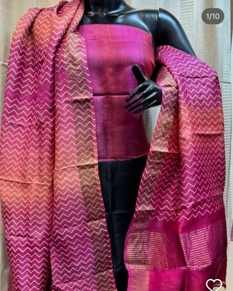 Pure handloom tussar silk traditional Decent Suit Piece for Women