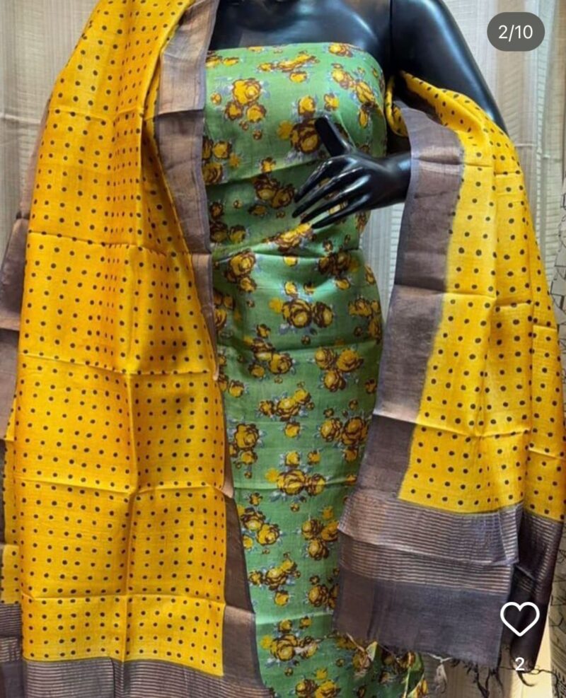 Elegant Heritage – Pure handloom tussar silk traditional Decent Suit Piece for Women