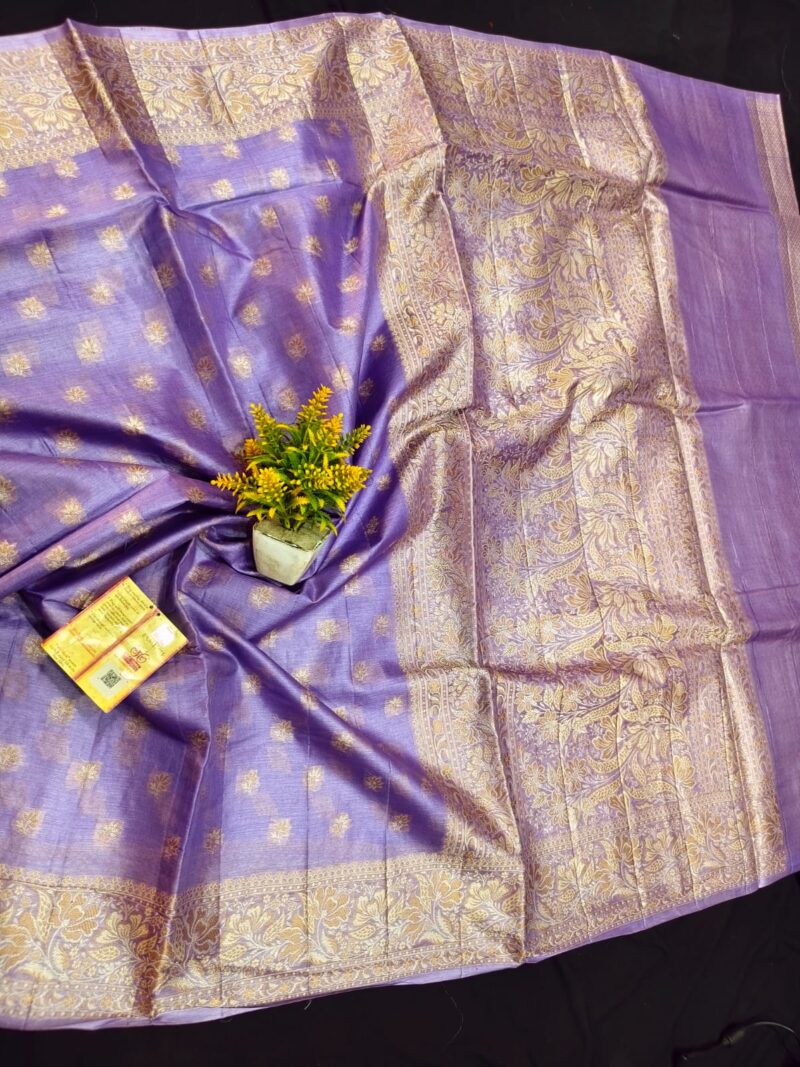 Royal Weave – 100% Pure Tussar Silk Saree with Alfi Buti and Designer Blouse