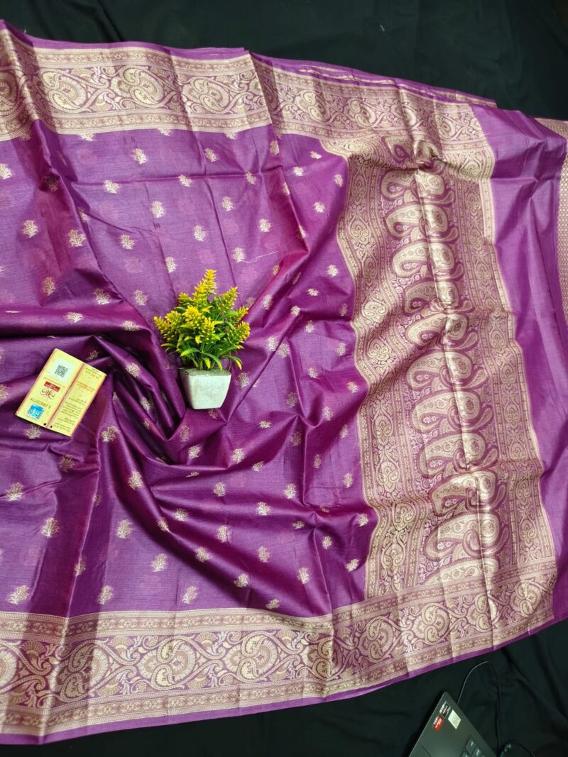 Royal Weave – 100% Pure Tussar Silk Saree with Alfi Buti and Designer Blouse
