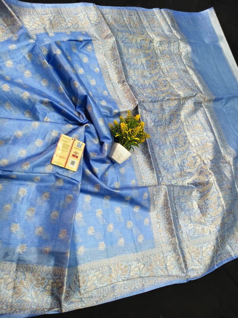 Royal Weave – 100% Pure Tussar Silk Saree with Alfi Buti and Designer Blouse