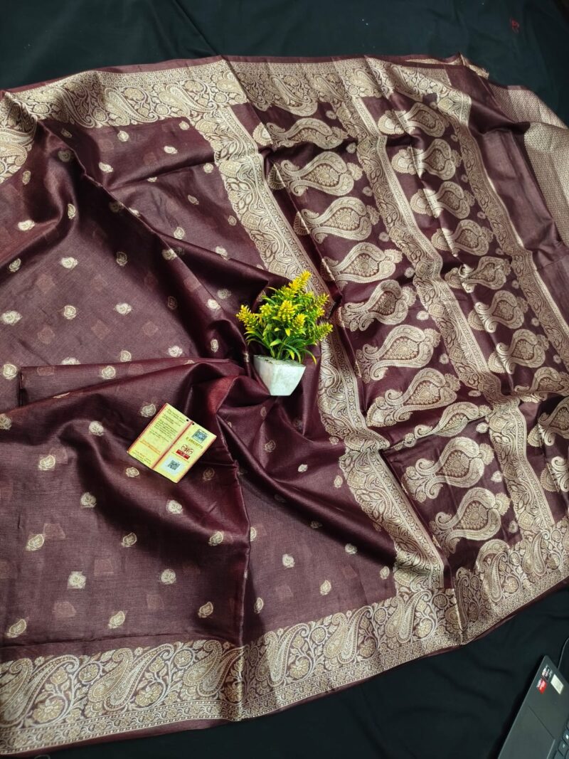 Royal Weave – 100% Pure Tussar Silk Saree with Alfi Buti and Designer Blouse