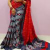 Handcrafted Sambalpuri Cotton Patchwork Saree with Blouse Piece