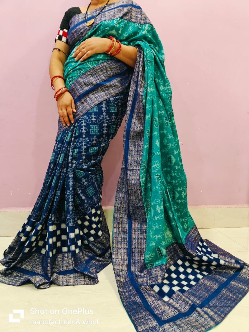 Handwoven Sambalpuri Patchwork Cotton Saree with Blouse – A Riot of Colors & Tradition
