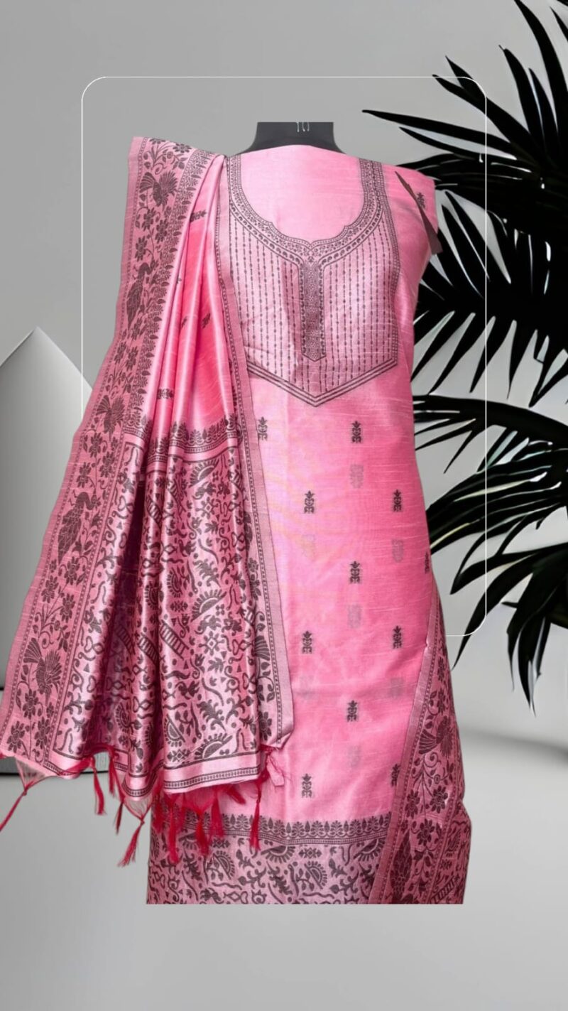 Chhattisgarh Handwoven Semi-Raw Silk 3-Piece Suit