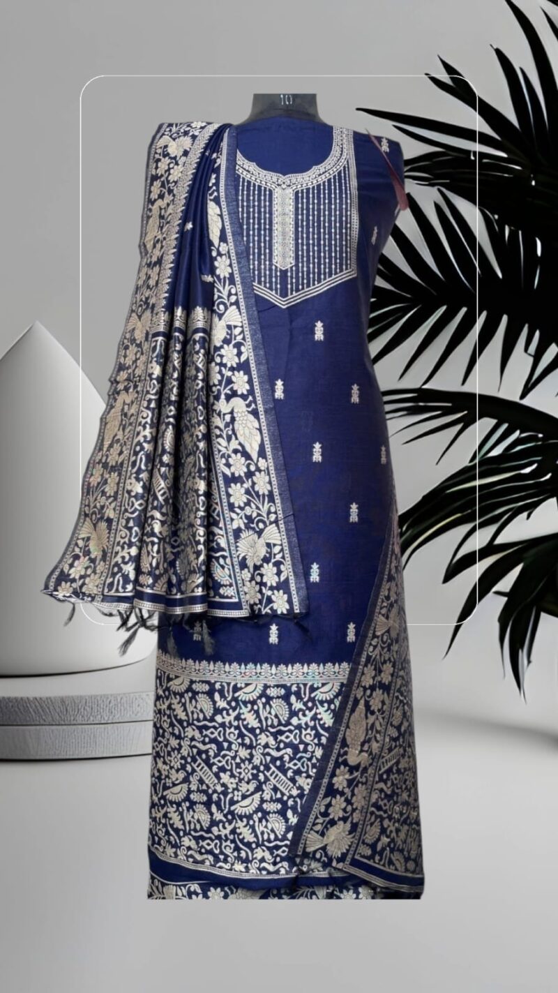 Chhattisgarh Handwoven Semi-Raw Silk 3-Piece Suit