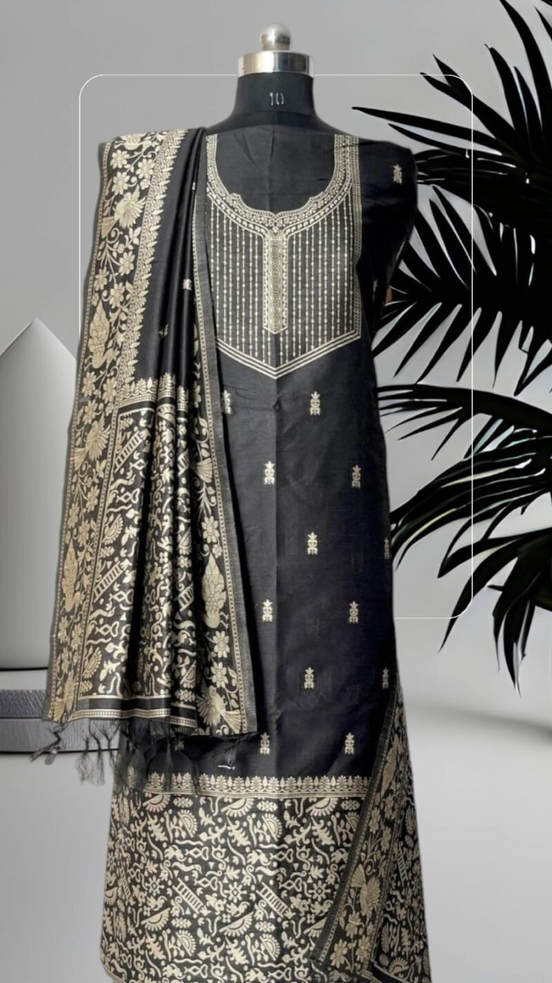 Chhattisgarh Handwoven Semi-Raw Silk 3-Piece Suit