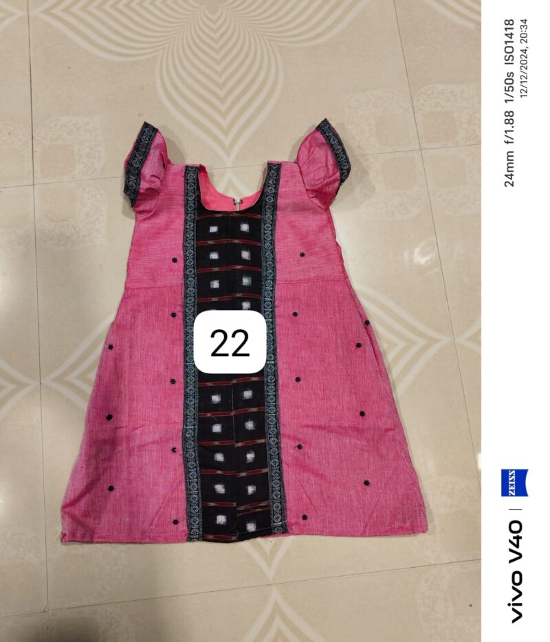Adorable Sambalpuri Cotton Frock for Kids – Traditional & Comfortable Ethnic Wear for Little Girls