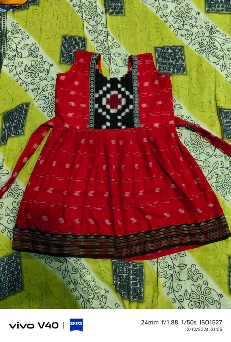 Adorable Sambalpuri Cotton Frock for Kids – Traditional & Comfortable Ethnic Wear