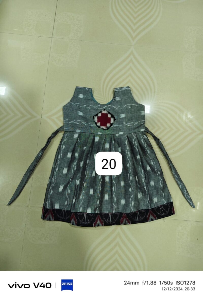 Vibrant Sambalpuri Printed Frock for Girls – Traditional Charm with Playful Comfort