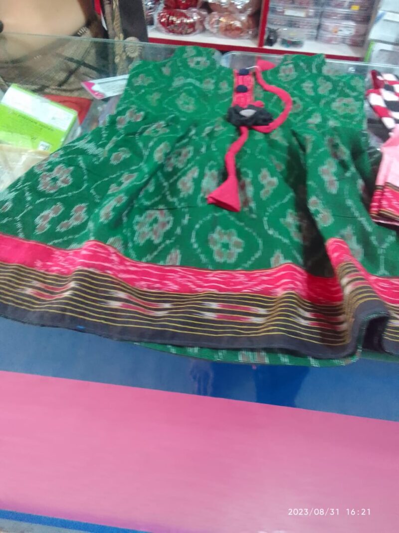 Vibrant Sambalpuri Printed Frock for Girls – Traditional Charm with Playful Comfort