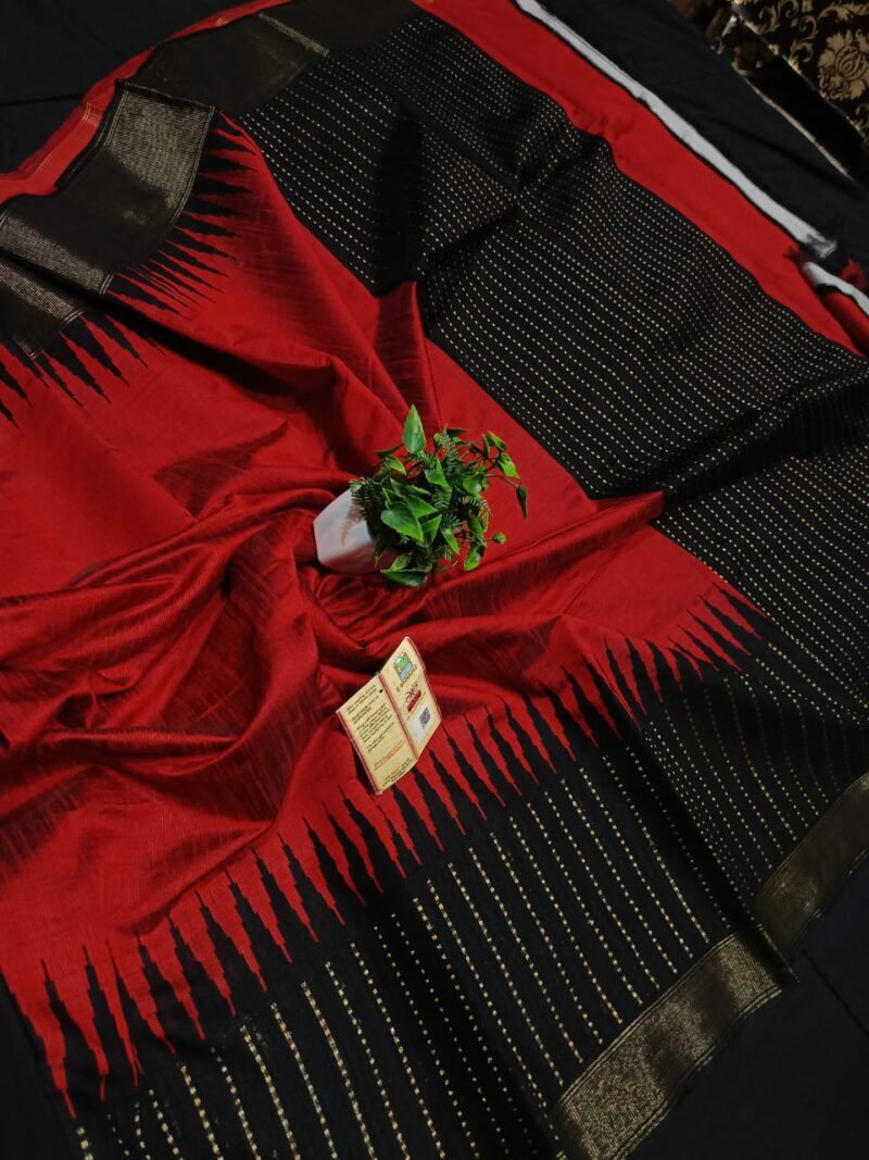 ROYAL RAW SILK TEMPLE BORDER SAREE