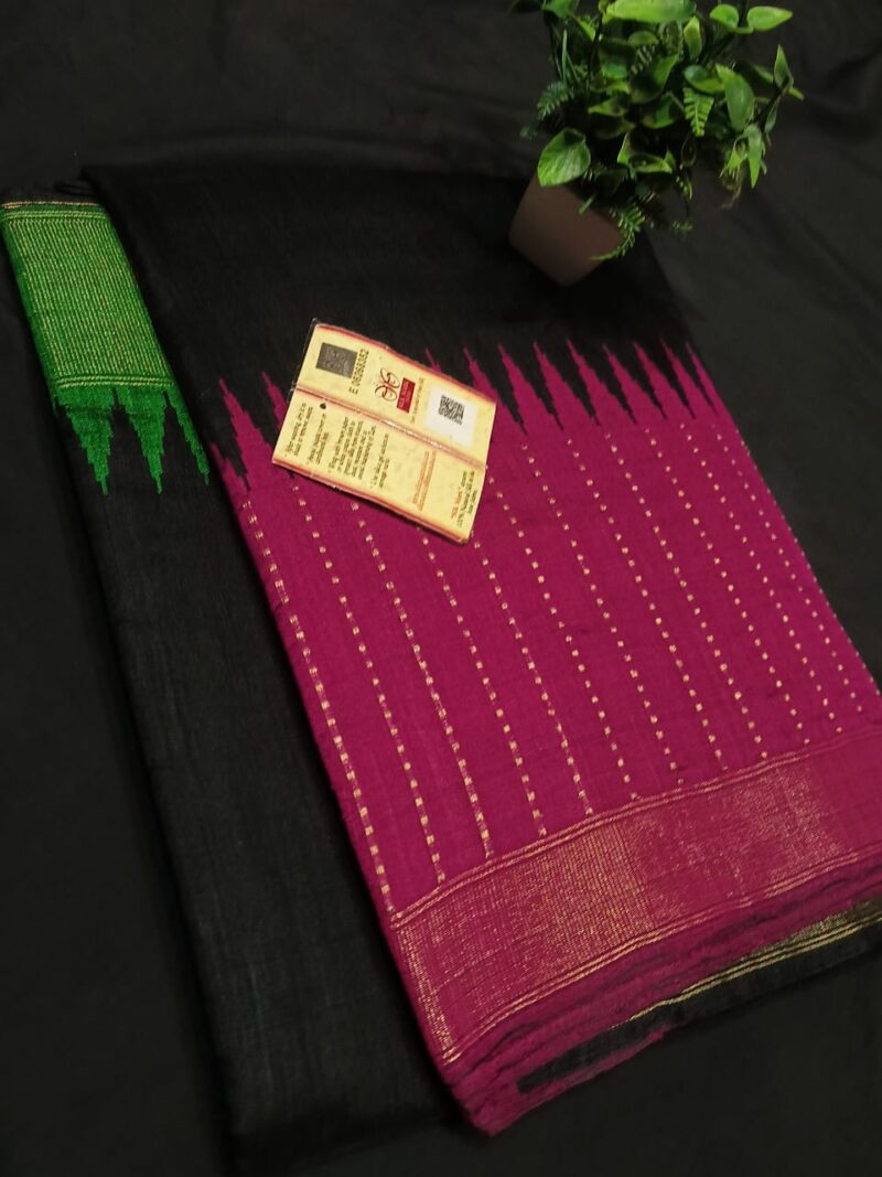 ELEGANT RAW SILK TEMPLE BORDER SAREE