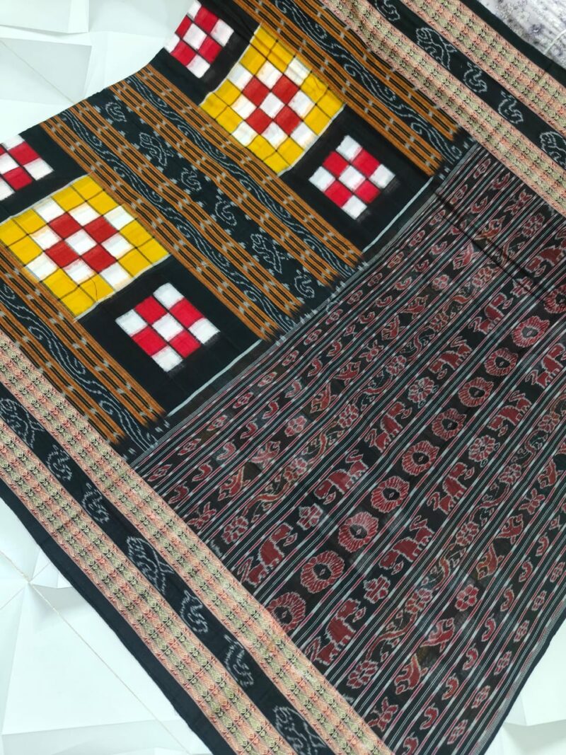 SAMBALPURI BICHITRAPURI MACCHA BORDER COTTON SAREE
