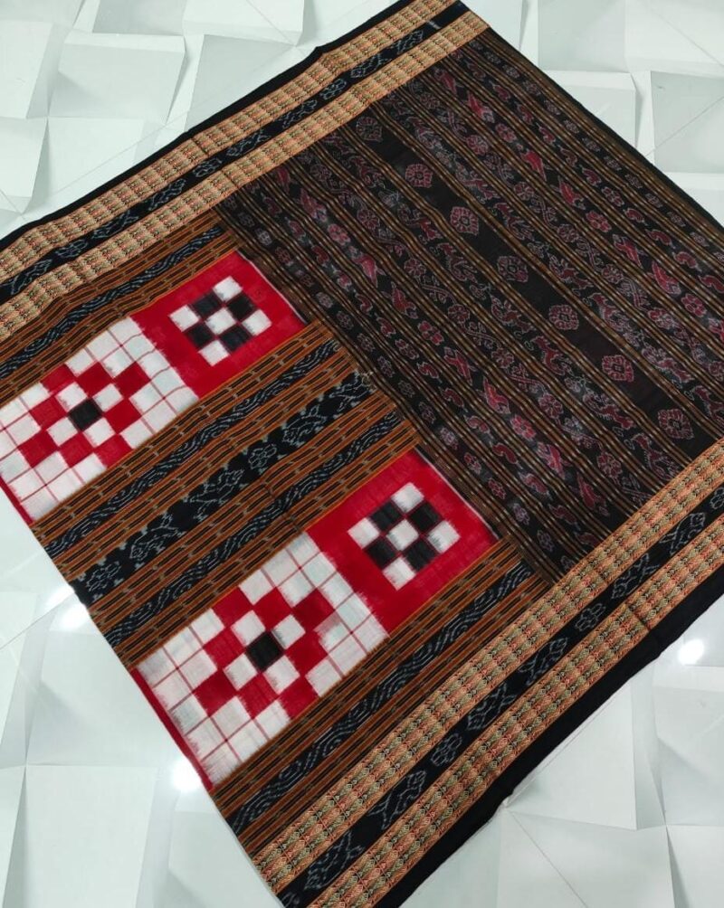 Exquisite Sambalpuri Bichitrapuri Machha Border Cotton Saree – Handloom Magic from Odisha