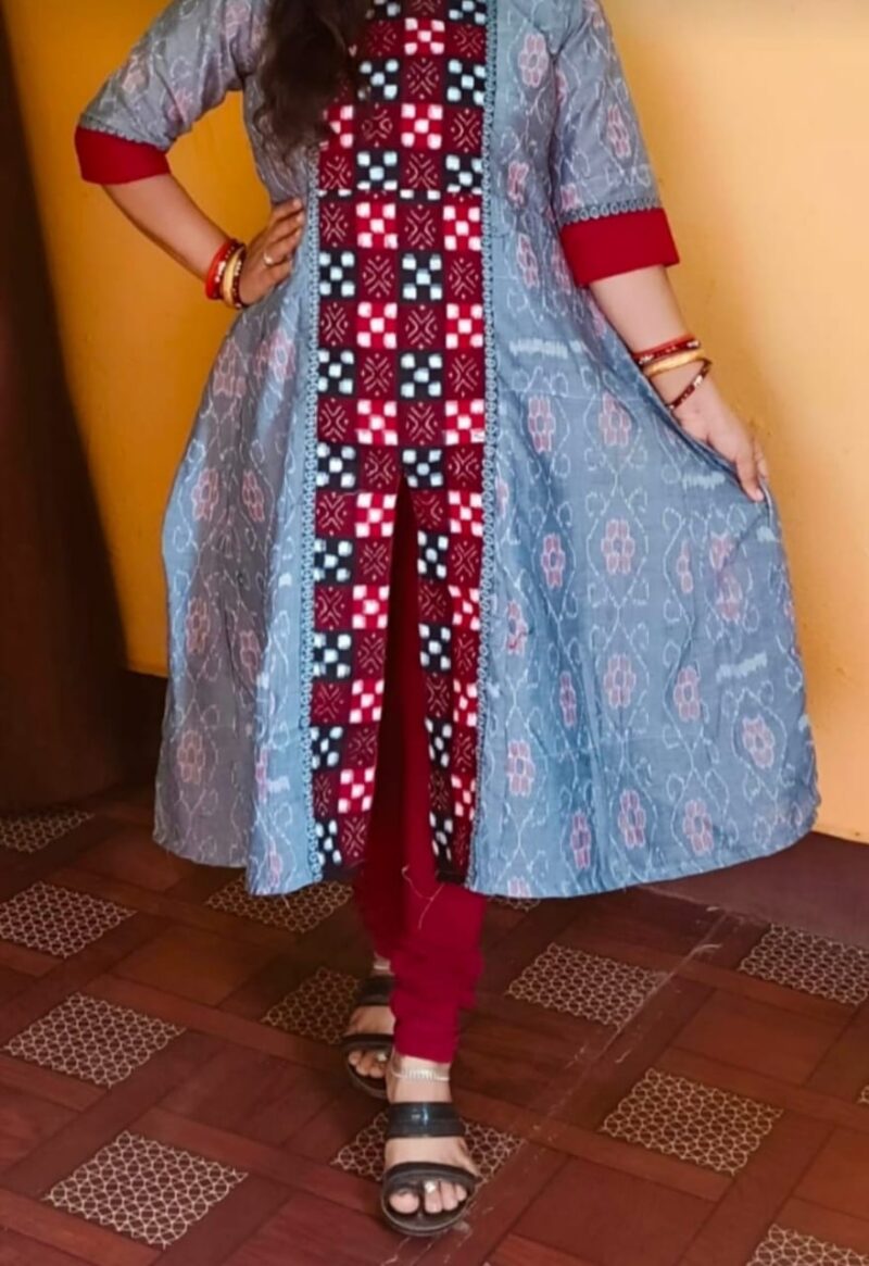 Graceful Charm – Sambalpuri Printed Cotton Kurti for Elegant Everyday Wear